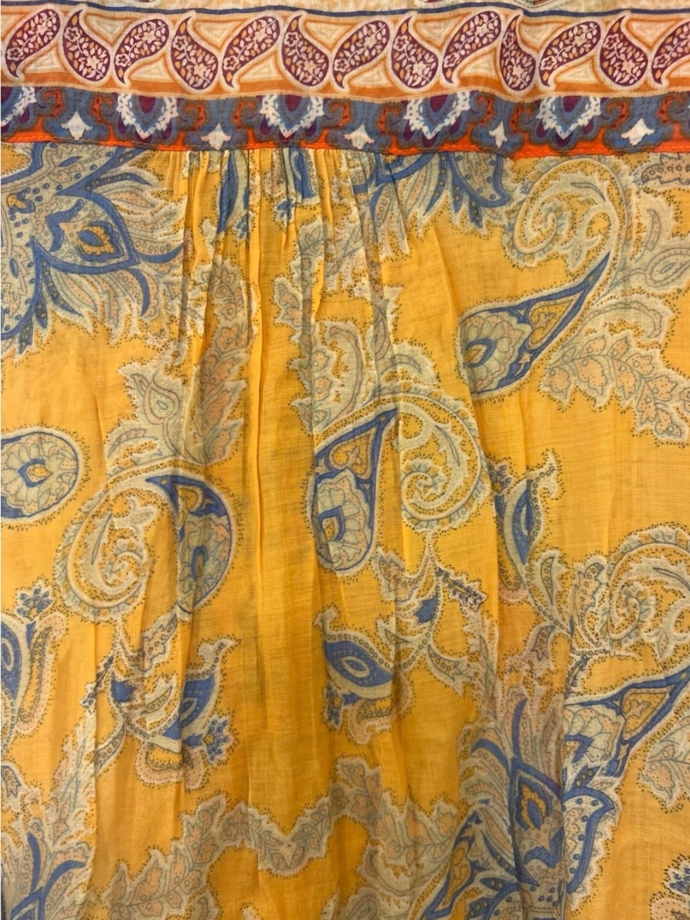 Soft Surroundings Ombre Paisley Boho Blouse Velvet Trim Button Front M - Picture 5 of 8